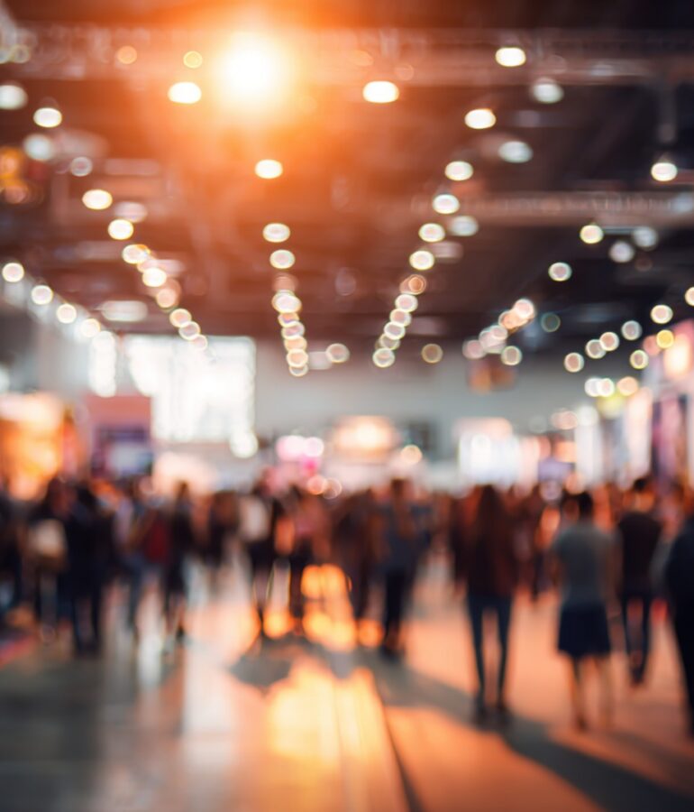 Blurred of Trade fair expo trade show booth